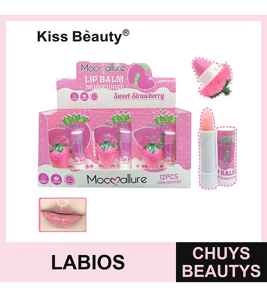 Bálsamo labial hidratante con forma de fresa Mocmallure Kiss Beauty