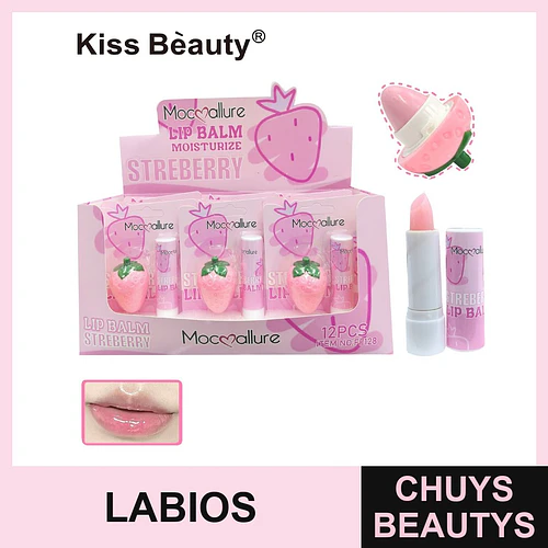 Bálsamo Labial Hidratante Mocmallure Sabor Fresa con Acabado Brillante - Chuys Beautys | Chuys Beautys