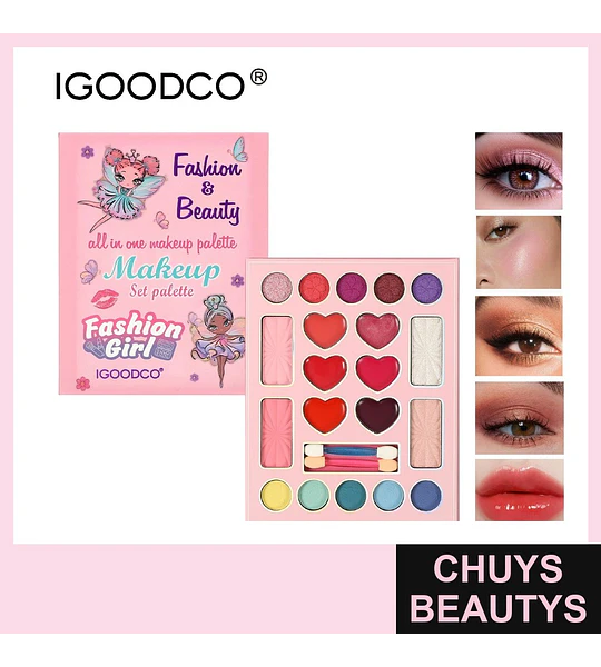 Paleta de Maquillaje Completa IGOODCO Fashion & Beauty para Niñas