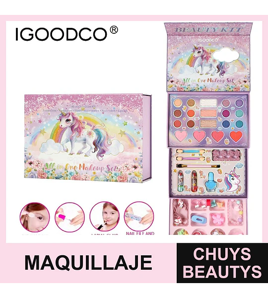 Set de Maquillaje Completo Infantil Unicornio IGOODCO