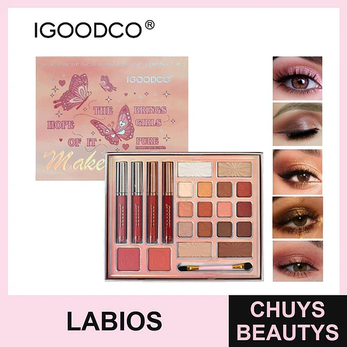 Paleta de Maquillaje IGOODCO 5 en 1: Sombras, Labiales, Rubor, Iluminador y Contorno - Chuys Beautys | Chuys Beautys