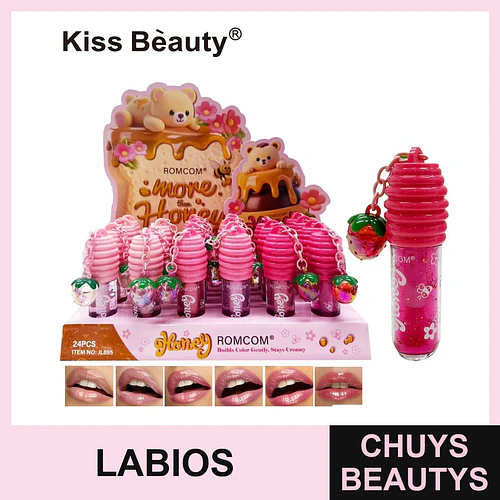Brillo Labial Cremoso Kiss Beauty Romcom Honey con Encanto de Fresa - Chuys Beautys | Chuys Beautys