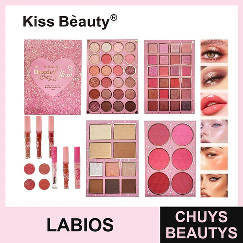 Set de Maquillaje Completo Kiss Beauty con Paletas de Ojos, Rostro y Labiales - Chuys Beautys | Chuys Beautys