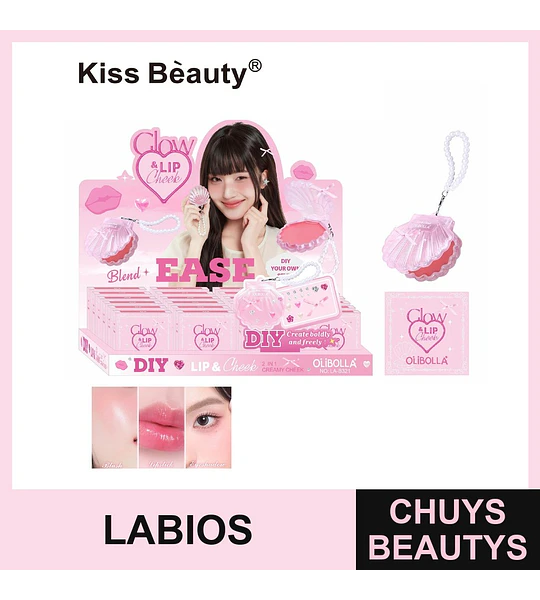 Maquillaje Cremoso 2 en 1 Kiss Bèauty OLIBOLLA Glow & Lip Cheek DIY
