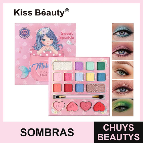 Paleta de sombras y rubores Sweet Sparkle Mermaid de Kiss Beauty - Chuys Beautys | Chuys Beautys