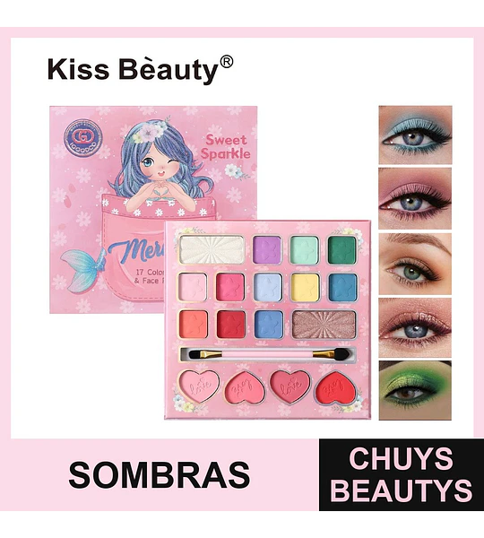 Paleta de sombras y rubores Sweet Sparkle Mermaid de Kiss Beauty