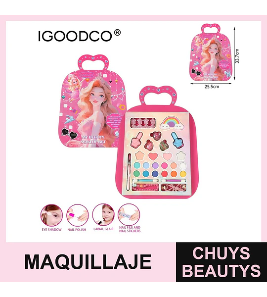 Set de Maquillaje Portátil IGOODCO con Diseño de Princesa para Niñas