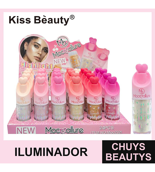 Iluminador líquido de brillo intenso Mocallure para rostro y cuerpo