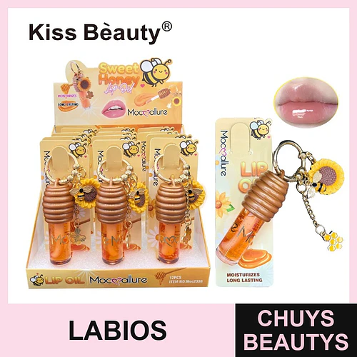 Aceite Labial Hidratante Sweet Honey con Llavero Kiss Beauty Mocmallure - Chuys Beautys | Chuys Beautys
