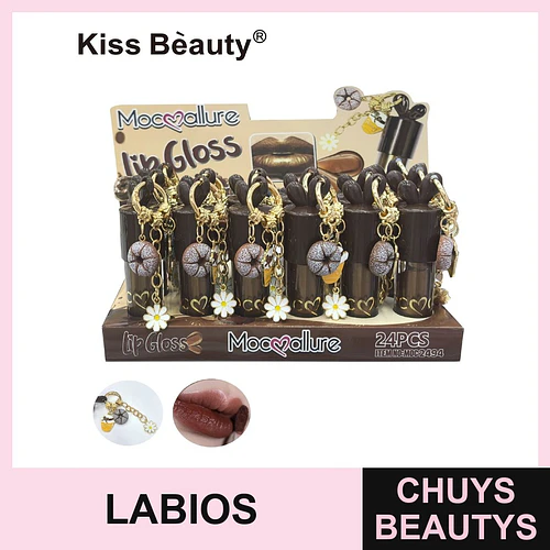 Lip Gloss Mocmallure con Llavero de Donut y Flor, Tono Chocolate - Chuys Beautys | Chuys Beautys