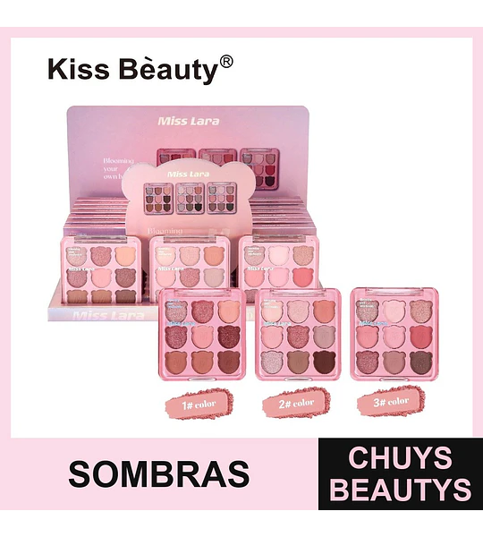 Paleta de Sombras de Ojos Miss Lara Kiss Bèauty con 6 Tonos Nude y Rosados