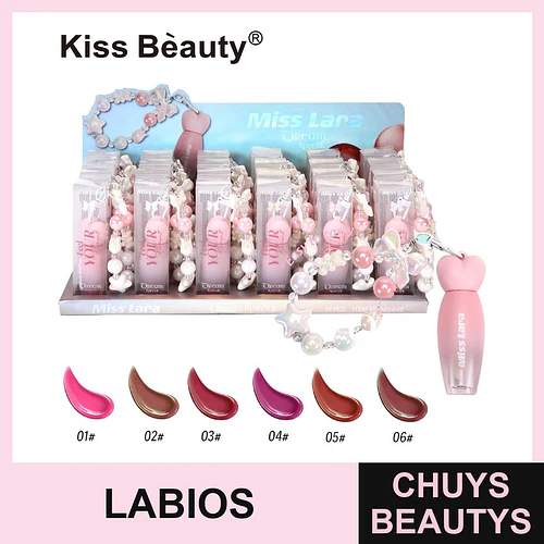 Labial Líquido con Brillo y Llavero Miss Lara Kiss Beauty MS-640 - Chuys Beautys | Chuys Beautys