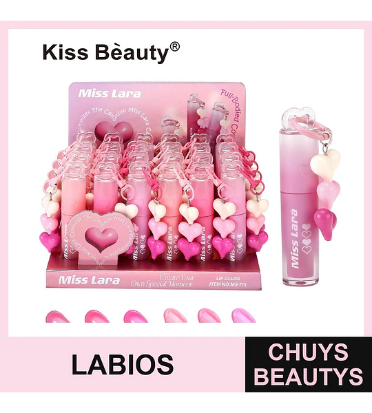 Brillo labial Miss Lara con encanto de corazón Kiss Beauty