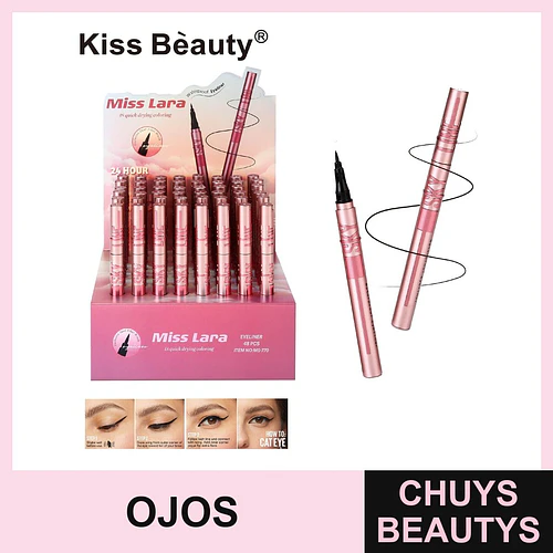 Eyeliner líquido Kiss Beauty Miss Lara de larga duración y secado rápido - Chuys Beautys | Chuys Beautys