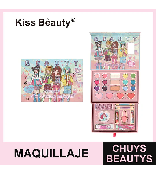 Kit de Maquillaje Completo Infantil Kiss Beauty All-in-One