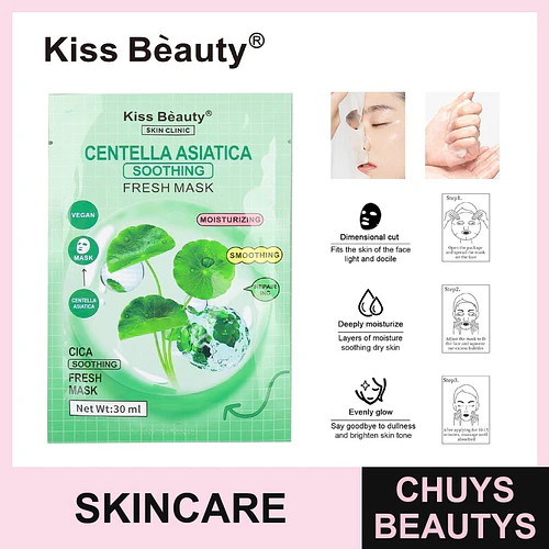 Mascarilla facial Centella Asiática Calmante e Hidratante Kiss Beauty - Chuys Beautys | Chuys Beautys