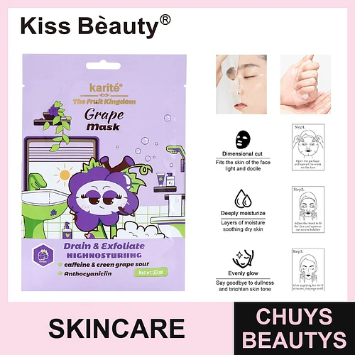Mascarilla Facial de Uva Drenante y Exfoliante Karité Kiss Beauty - Chuys Beautys | Chuys Beautys
