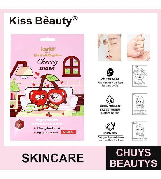 Mascarilla facial hidratante de cereza Kiss Beauty Karité The Fruit Kingdom