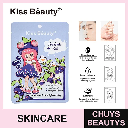 Mascarilla Facial Antioxidante Kiss Beauty con Extracto de Bayas de Acai - Chuys Beautys | Chuys Beautys