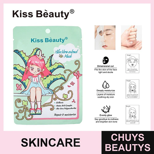 Mascarilla facial hidratante y reparadora con extracto de Aloe Vera Kiss Bèauty - Chuys Beautys | Chuys Beautys