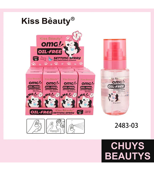 Spray Fijador Oil-Free Kiss Beauty para Maquillaje