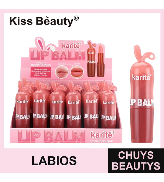 Bálsamo Labial Hidratante Karité con Diseño Conejo Kiss Beauty