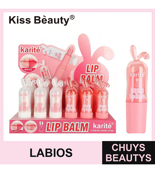 Bálsamo Labial Mágico Karité con Diseño de Conejo Kiss Beauty