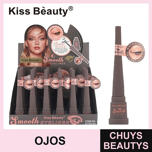 Delineador de Ojos Líquido Suave Negro Intenso Kiss Beauty Waterproof - Chuys Beautys | Chuys Beautys