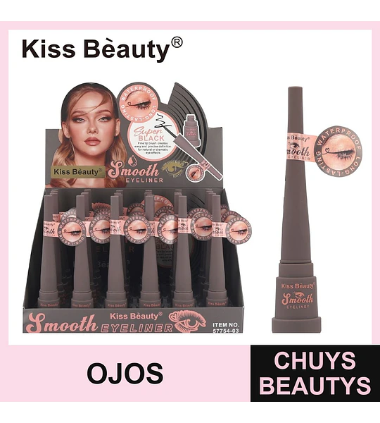 Delineador de Ojos Líquido Suave Negro Intenso Kiss Beauty Waterproof