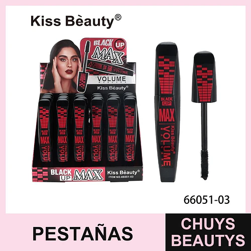 Máscara de Pestañas Kiss Bèauty Black Up Max Volume Negra - Chuys Beautys | Chuys Beautys