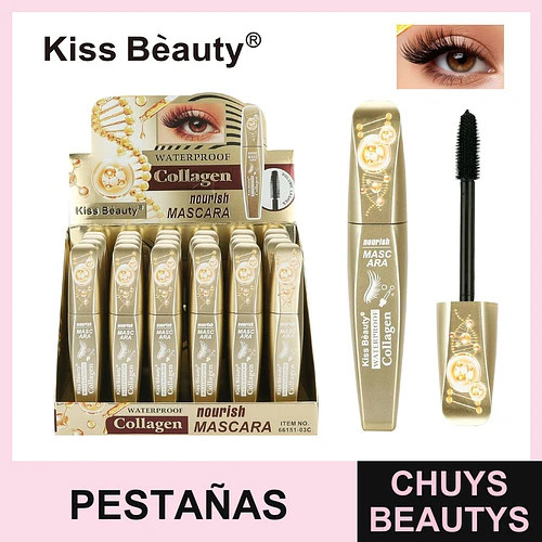 Mascara Waterproof con Colágeno Nutritivo Kiss Beauty - Chuys Beautys | Chuys Beautys