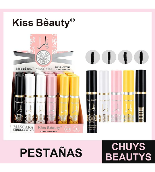 Máscara de Pestañas Kiss Beauty Larga Duración y Resistente al Agua