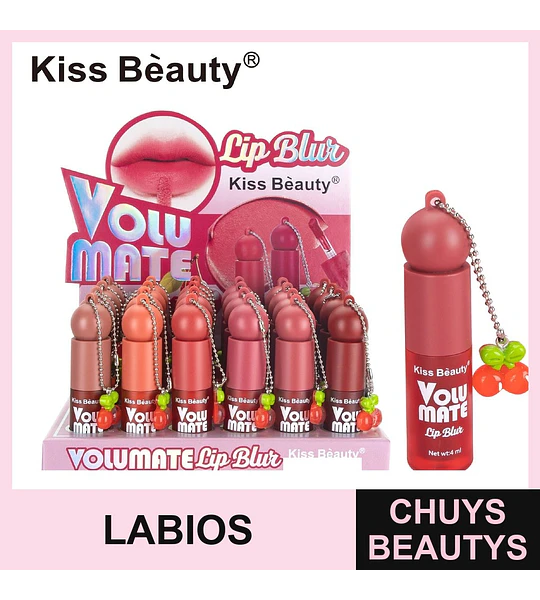 Tinte Labial Volumate Lip Blur Kiss Bèauty con Charm Cereza