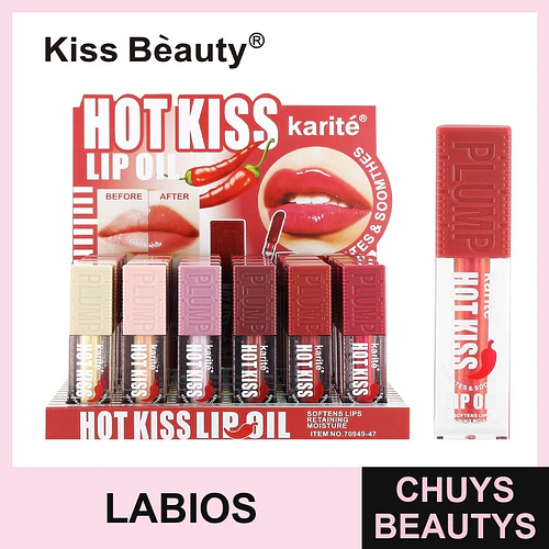 Aceite Labial Voluminizador Kiss Beauty Karité Hot Kiss con Efecto Plump - Chuys Beautys | Chuys Beautys