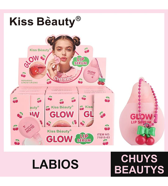 Kiss Bèauty Glow Lip Serum Reparador e Hidratante Sabor Cereza