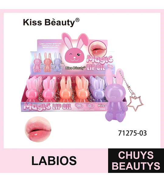 Aceite Labial Mágico Hidratante con Diseño Conejo de Kiss Beauty