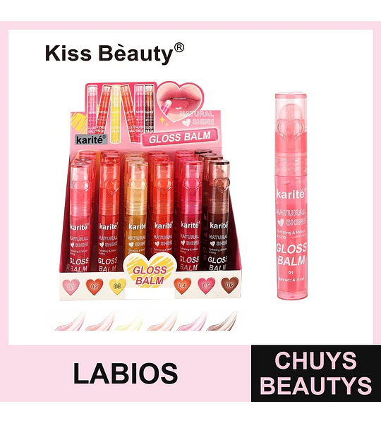 Bálsamo labial hidratante con brillo natural Karité Kiss Beauty