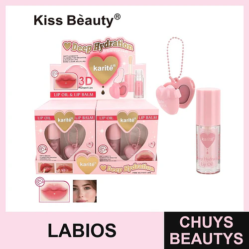 Set de Aceite y Bálsamo Labial Karité Kiss Bèauty Hidratación Profunda 3D - Chuys Beautys | Chuys Beautys