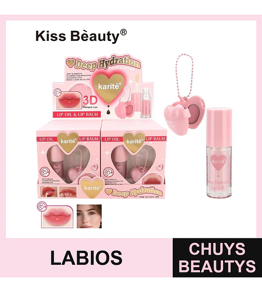 Set de Aceite y Bálsamo Labial Karité Kiss Bèauty Hidratación Profunda 3D