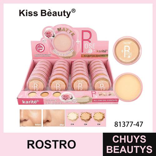 Polvo Compacto Facial Matificante Karité Rose con Control de Aceite - Chuys Beautys | Chuys Beautys