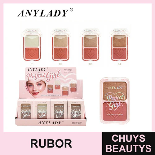 Dúo Iluminador y Rubor AnyLady Perfect Girl con Diseño de Corazón - Chuys Beautys | Chuys Beautys