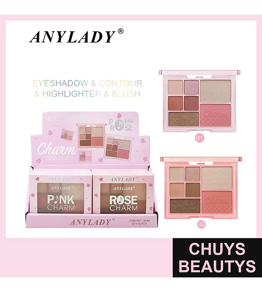 Paleta de Maquillaje Multifuncional ANYLADY Charm Tonos Rosados y Tierra