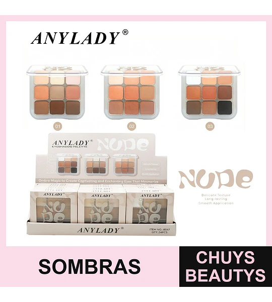Paleta de Sombras de Ojos Nude Matte de Larga Duración ANYLADY