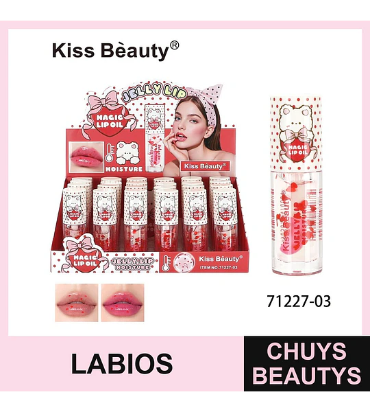 Brillo Labial Mágico Hidratante con Corazones Kiss Bèauty
