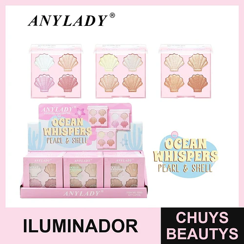 Paleta de Iluminadores 4 Colores Efecto Perla ANYLADY Ocean Whispers - Chuys Beautys | Chuys Beautys