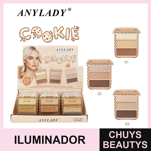 Paleta de Iluminador y Contorno Efecto Cookie ANYLADY - Chuys Beautys | Chuys Beautys