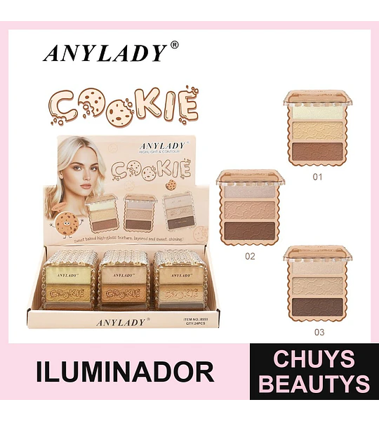 Paleta de Iluminador y Contorno Efecto Cookie ANYLADY