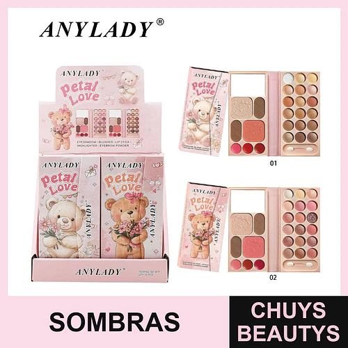 Paleta de Maquillaje Completa AnyLady Petal Love con Sombras y Rubor - Chuys Beautys | Chuys Beautys