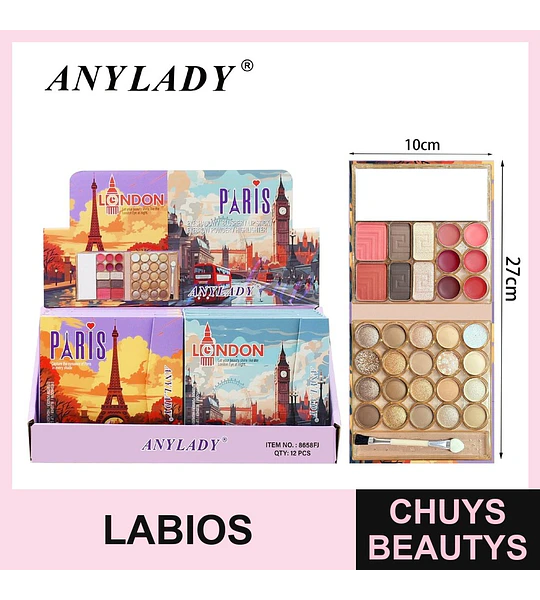 Paleta de Maquillaje Multifuncional ANYLADY con Sombras, Labiales, Rubor e Iluminador