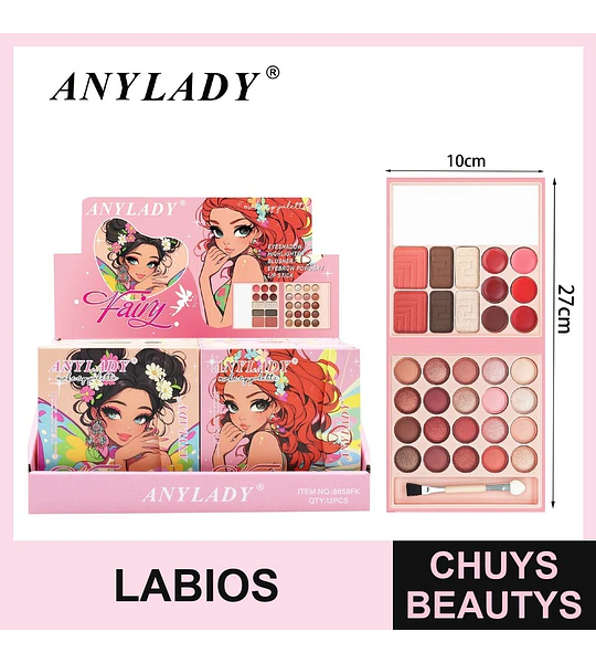 Paleta de Maquillaje Completa Fairy de ANYLADY con Sombras y Labiales